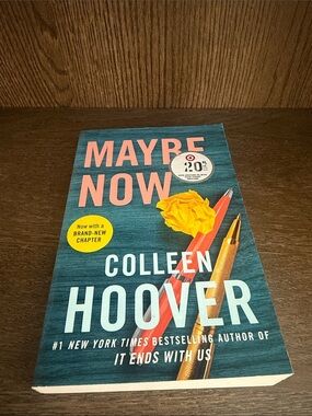 Maybe Now by Colleen Hoover - Teal Cover with Coral and Gold Accents